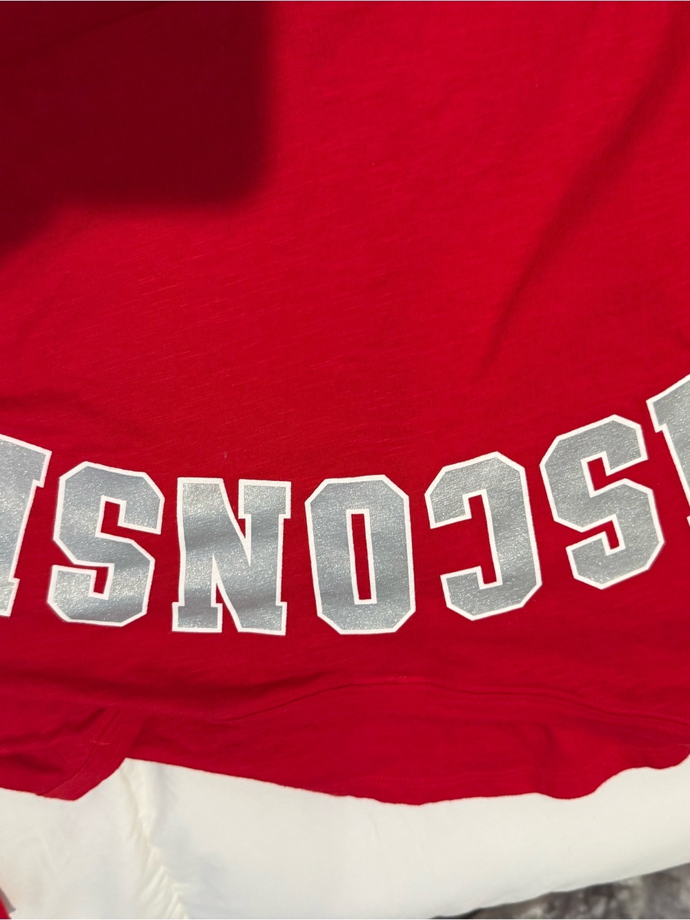 University of Wisconsin Henley Top with White 'W' Logo by PINK - Picture 5 of 5